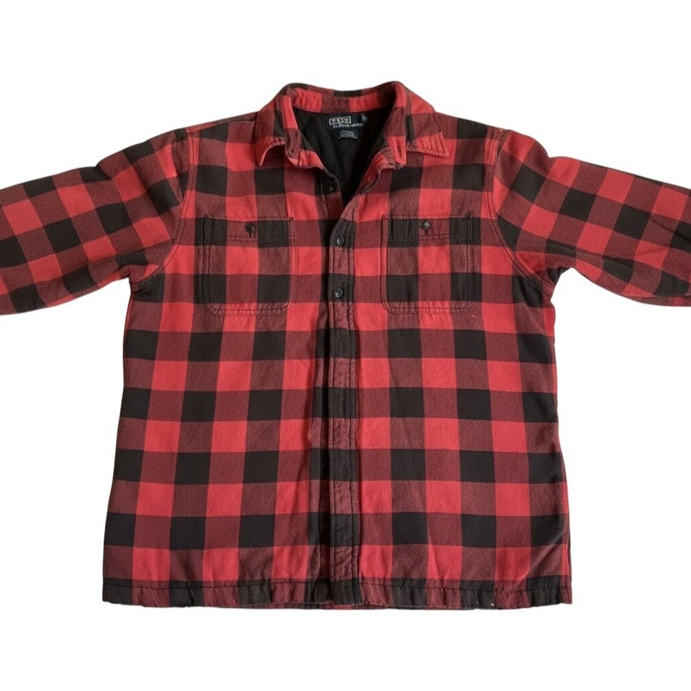 Polo Ralph Lauren Farrell Shirt Jacket Mens M Red Black Buffalo Plaid Quilted